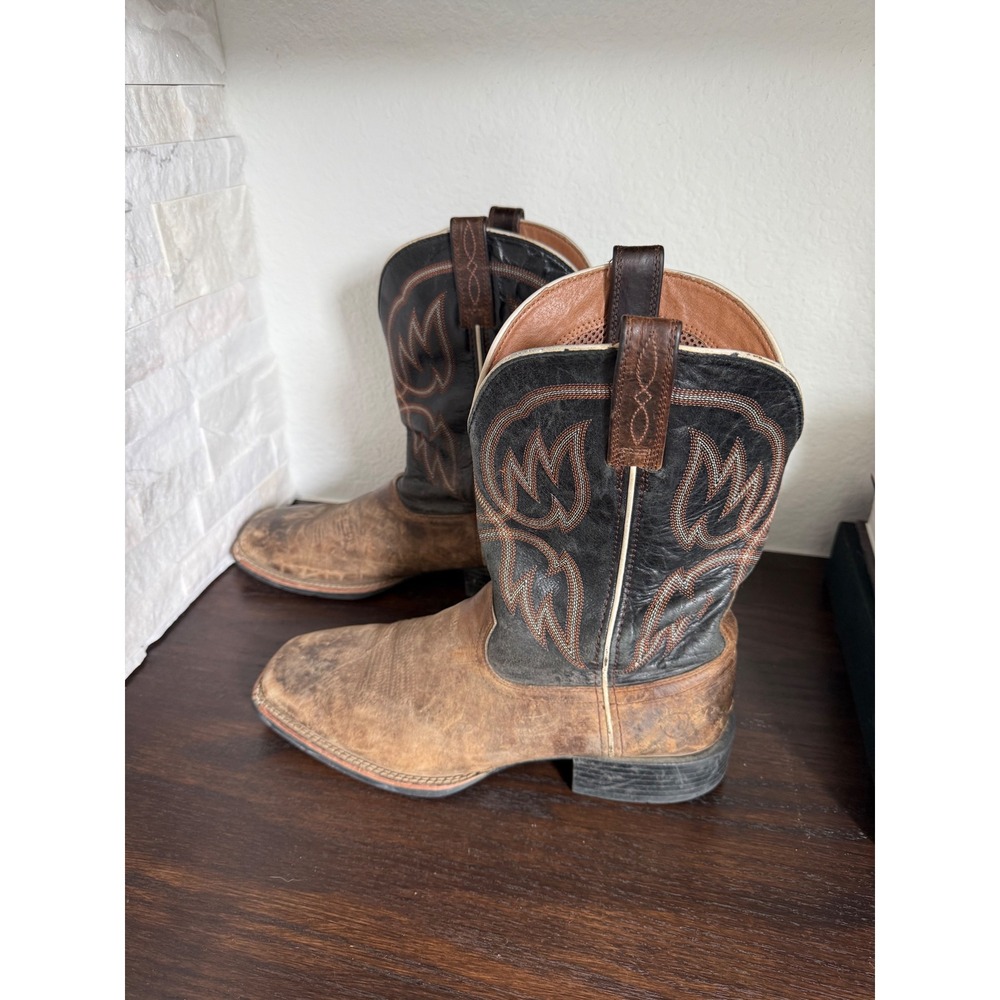 Ariat Mens Brown Black Leather Square Toe Western Cowboy Boots Size 11D